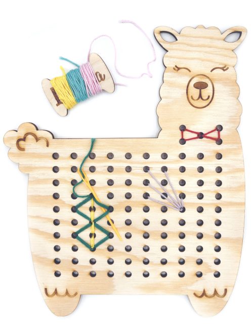 Drevené tvary na šnurovanie - MiniDots - Alpaca