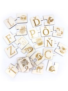  Písmenkáčik - Abecedné Puzzle – spájanie písmen a obrázkov (drevené)