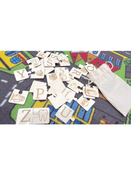 Písmenkáčik - Abecedné Puzzle – spájanie písmen a obrázkov (drevené)